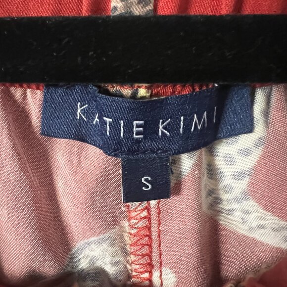 Katie Kime Sz S Cheetah‎ Pajama Pants Red Jungle Animal Cotton Blend - Picture 3 of 9